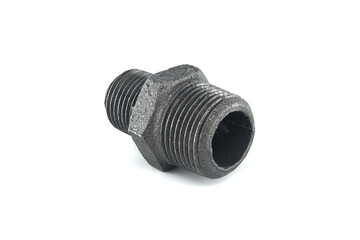 Rugged Metal Double-Ended Pipe Fitting Nipple with Threads and Hex Body for Plumbing Applications