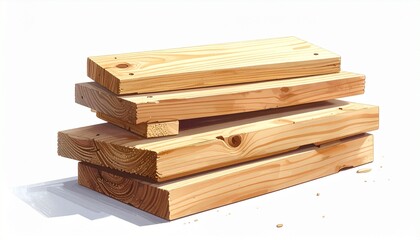 A staggered stack of smooth wooden planks with visible grain patterns rests on a flat surface, symbolizing carpentry materials, construction readiness, and natural texture in woodworking.