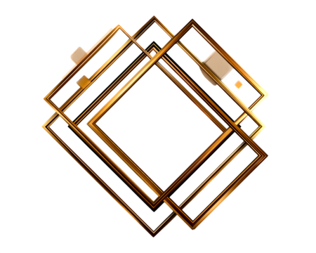 Bring creativity to web design with this stylish diagonal overlapping golden rectangles with geometric spacing on four corners in vector style. Isolated to transparent background