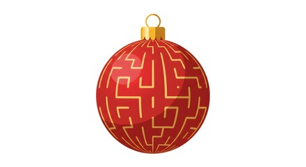 Red ornament maze design