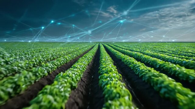 Innovative technology is enhancing farming practices in vast green fields. Farmers are using data and automation to improve crop management and yield efficiency