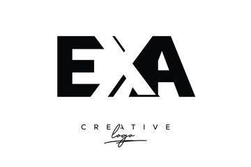 EXA Creative Minimalistic Negative Space Latter Logo with Modern Monogram for Branding and Business Letter mark Logo with Initial Letters Logo Design for Branding.	