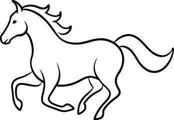 Obraz premium running horse continuous line elegant dynamic sketch