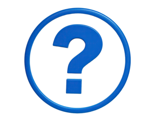 Blue question mark in a circular frame