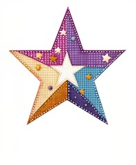 Obraz premium Cute patchwork star illustration perfect for nursery, DIY, and digital prints.