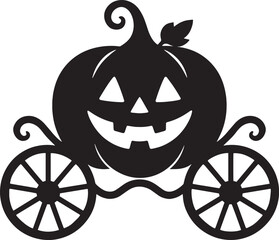 Fototapeta premium Pumpkin Carriage Silhouette Vector – Halloween Spooky Design