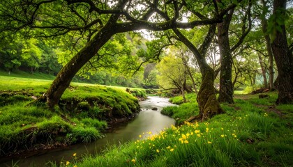 Obraz premium Ethereal Dreamscapes: Minimalist Surreal Nature Backgrounds in Fantasy Tones.