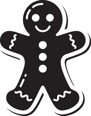 Christmas gingerbread man silhouette vector