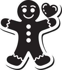Christmas gingerbread man silhouette vector