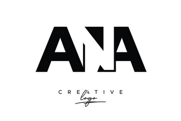ANA Creative Minimalistic Negative Space Latter Logo with Modern Monogram for Branding and Business Letter mark Logo with Initial Letters Logo Design for Branding.	