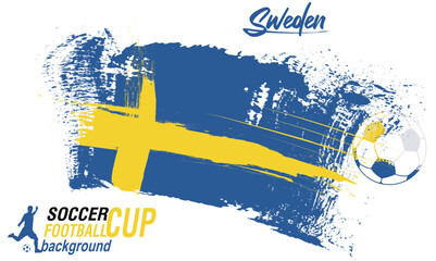 Football or soccer abstract  background paint brushes. Sweden  flag texture grunge football cup, Soccer Template design, soccer banner template, Brush texture grunge, football cup