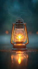 A Solitary Glowing Lantern in the Dark Forest Symbolizes Data Security in the Cloud Environment