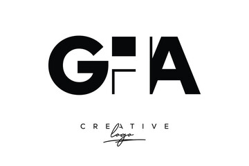 GHA Creative Minimalistic Negative Space Latter Logo with Modern Monogram for Branding and Business Letter mark Logo with Initial Letters Logo Design for Branding.	