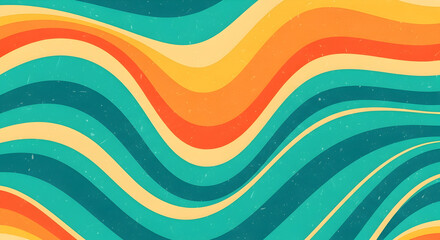 Obraz premium Retro grainy gradient background noise texture effect summer poster design seamless colors teal abstract wave pattern.