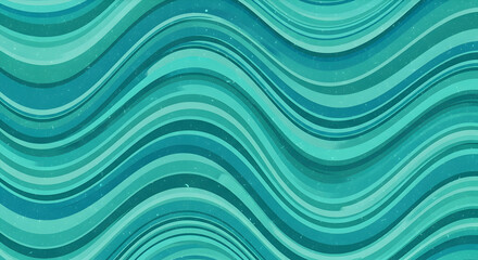 Fototapeta premium Retro grainy gradient background noise texture effect summer poster design seamless colors teal abstract wave pattern.