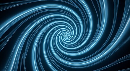 Abstract Blue Neon Spiral: Hypnotic Swirling Energy, Futuristic Technology Background