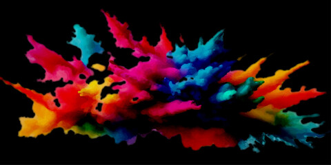 Abstract artistic watercolor splash texture with colorful red and yellow flower pattern