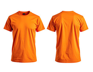 Front and back view of a vibrant orange t-shirt (3)