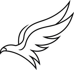 abstract single line art eagle flying illustration on transparent