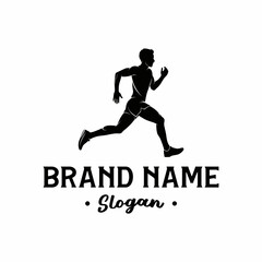 Silhouette of a runner in motion for a brand logo or advertisement.