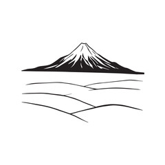 Black and White Mountain Illustration Image in Minimalist Line Art Style, Clean and Elegant Design
