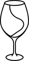 abstract single line art wine glass illustration on transparent