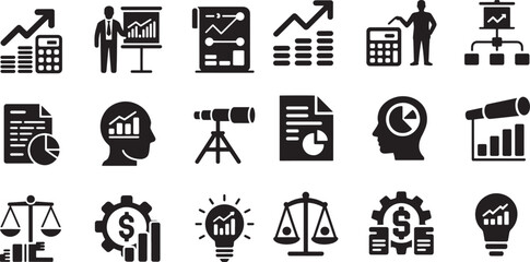 Business finance growth analysis icons graph chart