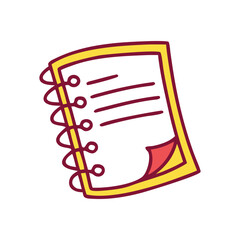 A Simple, Stylized Illustration of a Spiral Notebook with Lined Paper and a Torn Corner vector Illustration