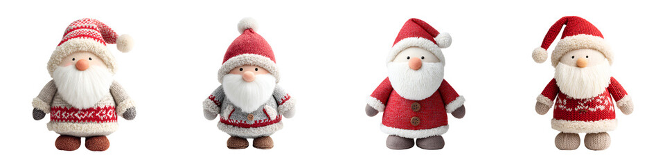 Set of Adorable Christmas Gnomes on White Background