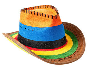 Vibrant multicolored cowboy hat with stitched details