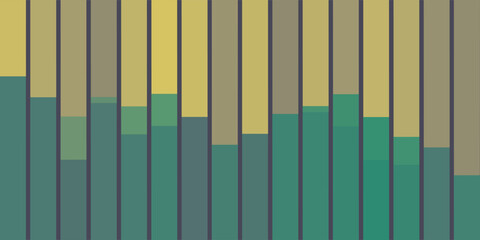 Chart like geometric design with vertical yellow, brown and green rectangles, bars on a dark background. Modern minimal design, perfect for digital art, creative projects, and contemporary decoration.