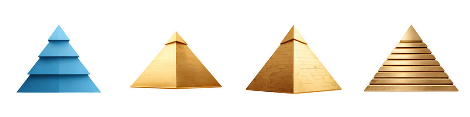 Geometric Pyramid Collection: Modern Abstract Shapes on White