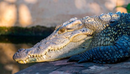 Obraz premium Croc resting by water