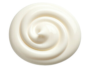 Creamy, swirled dairy product spread in a circular pattern