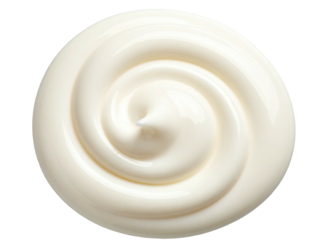 Creamy, swirled dairy product spread in a circular pattern