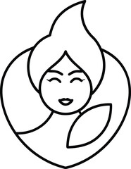 continuous line art eco leaf recycle sign illustration on transparent