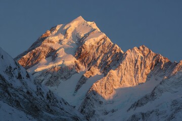 Majestic mountain peak bathed in golden sunrise light (1)