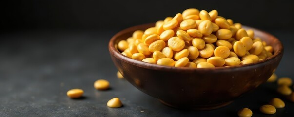 Dark stained bowl brimming with plump sunflower seeds, healthy snack, healthy food, food photo