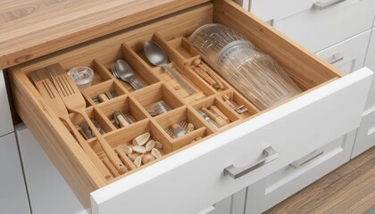 Adjustable Bamboo Drawer Organizer for Utensils – Expandable and Eco-Friendly Kitchen Storage Solution