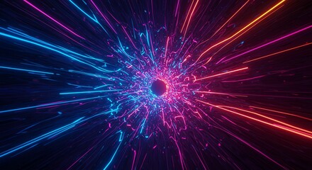 Abstract light trails radiating from a central point