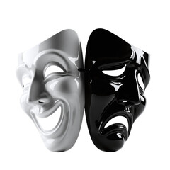 Comedy and tragedy masks isolated on transparent background