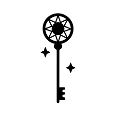 Obraz premium Magic Key With Runes Icon Vector Flat And Clean Look
