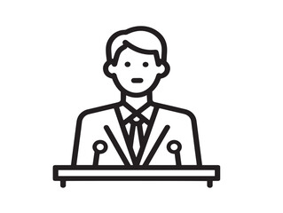 Corporate Conference Meeting Icon in Stylish Clean Line Art Vector