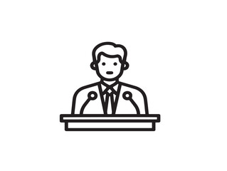 Abstract Vector Business Conference Icon with Clean Line Illustration