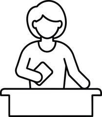 continuous line art teacher in classroom vector illustration on transparent