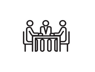 Business Meeting Icon with Professional Minimal Elegant Line Artwork