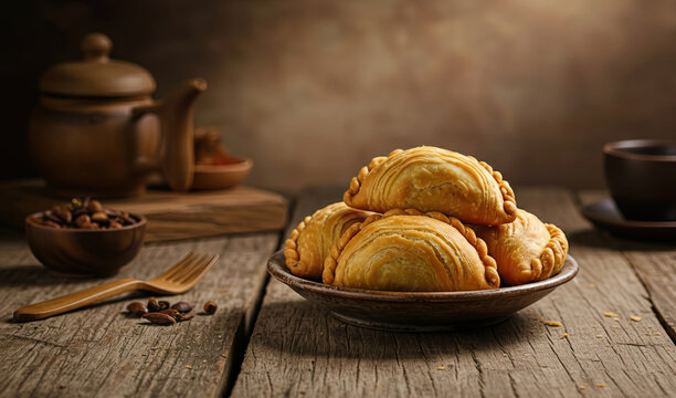 Curry puff or karipap, a small turnover containing a filling of curry, often of chicken and potatoes, love by most Malaysian regardless of race.