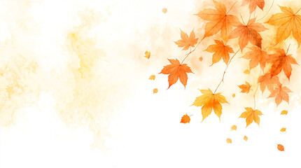 Autumn watercolor maple leaves gentle fall season artistic background