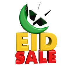 Eid sale announcement with crescent moon and star