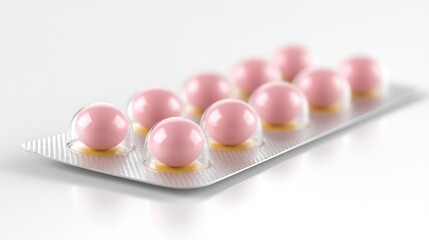 Medicine Pills: A pack of pink pills in a blister pack, suggesting medication or a treatment, ideal for health and pharmaceutical concepts.